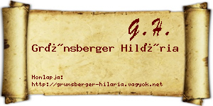 Grünsberger Hilária névjegykártya